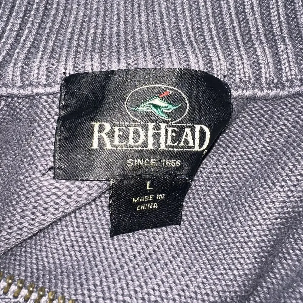 RedHead Quarter Zip Mockneck Sweater Heavyweight Mens L Gray Outdoor 100% Cotton